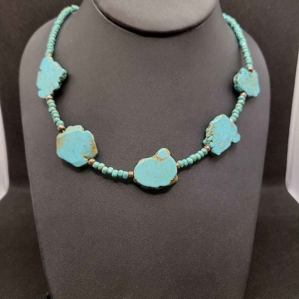 Turquoise & gold/bronze accent necklace